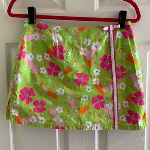 Lilly Pulitzer green & pink flip flop skirt/skort